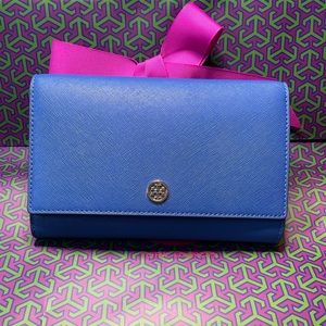 Tory Burch chain wallet. Royal blue. NWT. Never used